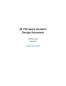 SE 456 Space Invaders Design Document