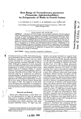 Host Range of Noctuidonema Guyanense (Nematoda: Aphelenchoididae): an Ectoparasite of Moths in French Guiana