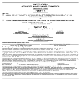 Twitter, Inc. (Exact Name of Registrant As Specified in Its Charter)