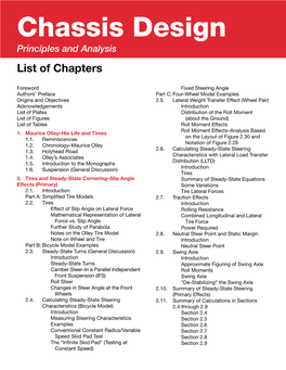 Chassis Design Principles and Analysis List of Chapters