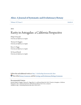 Rarity in Astragalus: a California Perspective Philip W