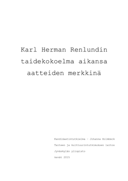 Karl Herman Renlundin Taidekokoelma Aikansa Aatteiden Merkkinä