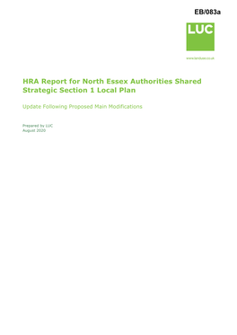 HRA Report for North Essex Authorities Shared Strategic Section 1 Local Plan