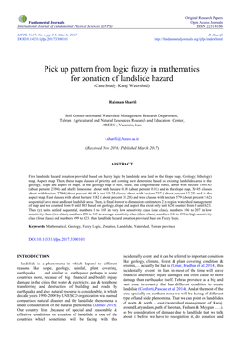 Pick up Pattern from Logic Fuzzy in Mathematics for Zonation of Landslide Hazard (Case Study: Karaj Watershed)