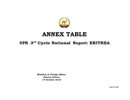 ANNEX TABLE UPR 3Rd Cycle National Report: ERITREA