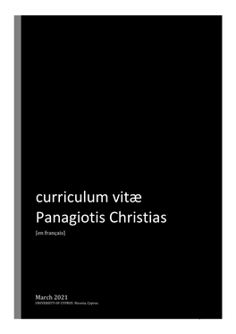 Curriculum Vitæ Panagiotis Christias [En Français]