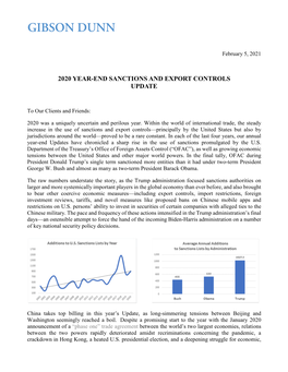 2020 Year-End Sanctions and Export Controls Update