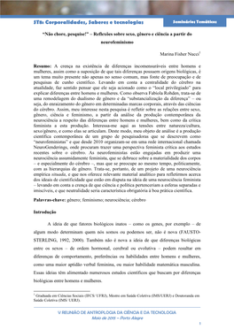 ST8: Corporalidades, Saberes E Tecnologias Seminários Temáticos