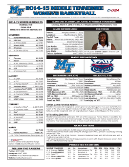 2014-15 Middle Tennessee Women's Basketball