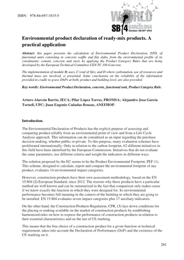 Environmental Product Declaration of Ready-Mix Products. a Practical Application