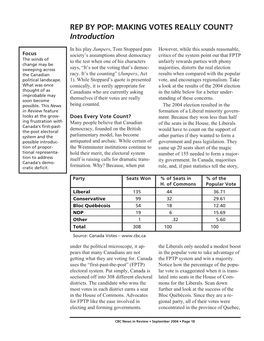 REP by POP: MAKING VOTES REALLY COUNT? Introduction