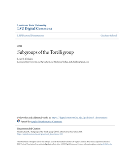 Subgroups of the Torelli Group Leah R