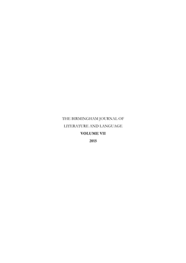 The Birmingham Journal of Literature and Language (Print)