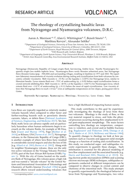 The Rheology of Crystallizing Basaltic Lavas from Nyiragongo and Nyamuragira Volcanoes, D.R.C