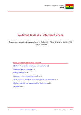 SOUHRNNÁ TERITORIÁLNÍ INFORMACE Ghana