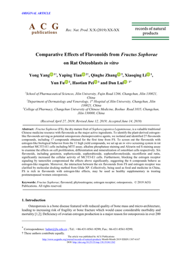 Comparative Effects of Flavonoids from Fructus Sophorae on Rat Osteoblasts in Vitro