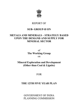 Report of Sub- Group-Ii on Metals And