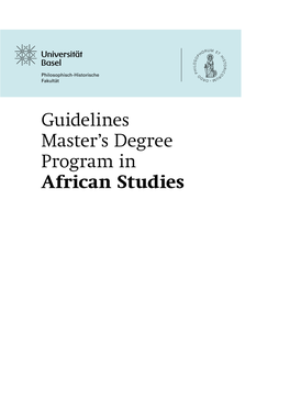 Guidelines Master's Degree Program in African Studies