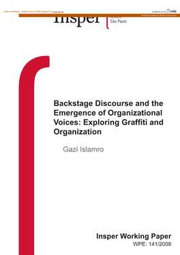 Backstage Discourse and the Emergence of Organizational Voices: Exploring Graffiti and Organization