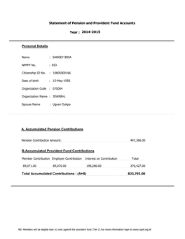 Statement of Pension and Provident Fund Accounts 2014-2015