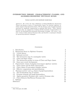 Intersection Theory, Characteristic Classes, and Algebro-Geometric Feynman Rules