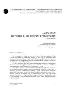 Dell'angola Oi Figli Disinvolti Di Frantz Fanon