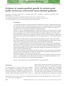 Gradient Growth in Western Pond Turtles (Actinemys Marmorata) Across Thermal Gradients