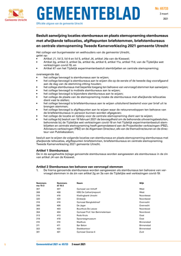 Besluit Aanwijzing Locaties Stembureaus En Plaats