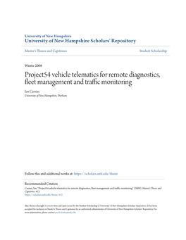 Project54 Vehicle Telematics for Remote Diagnostics, Fleet Am Nagement and Traffic Monitoring Ian Cassias University of New Hampshire, Durham