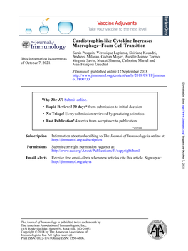 Cardiotrophin-Like Cytokine Increases Macrophage–Foam Cell Transition