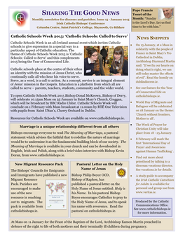 SHARING the GOOD NEWS Tweet of the Monthly Newsletter for Dioceses and Parishes