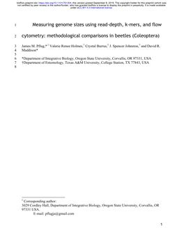 Measuring Genome Sizes Using Read-Depth, K-Mers, and Flow Cytometry