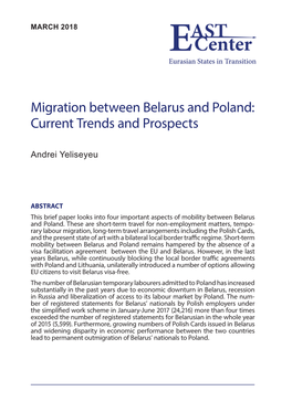 Migration Between Belarus and Poland: Current Trends and Prospects