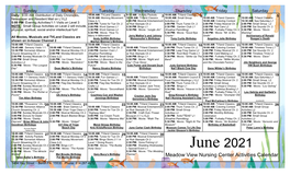 Meadow View Nursing Center Activities Calendar Helen Keller’S Birthday Pat Morita Birthday