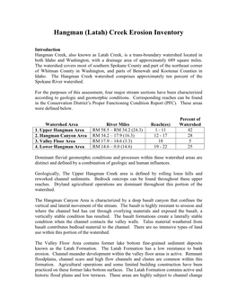 Hangman Creek Erosion Inventory