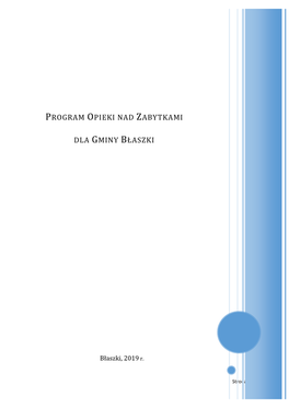 Program Opieki Nad Zabytkami Dla Gminy Błaszki Na Lata 2019 − 2022