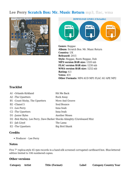 Lee Perry Scratch Box: Mr