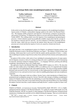 A Prototype Finite-State Morphological Analyser for Chukchi