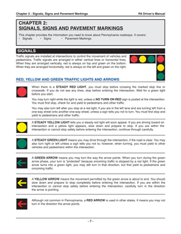 Chapter 2 - Signals, Signs and Pavement Markings PA Driver’S Manual