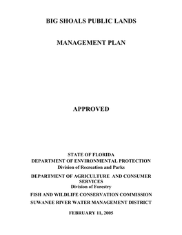 Big Shoals Public Lands Management Plan Approved