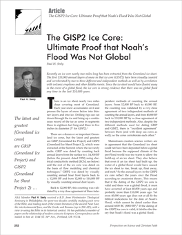 The GISP2 Ice Core: Ultimate Proof That Noah's Flood Was Not Global