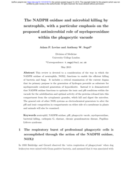 The NADPH Oxidase and Microbial Killing by Neutrophils, with a Particular Emphasis on the Proposed Antimicrobial Role of Myeloperoxidase Within the Phagocytic Vacuole