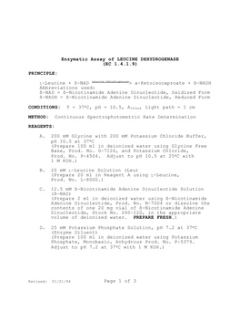 Leucine Dehydrogenase (Ec 1.4.1.9)