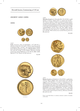 Eleventh Session, Commencing at 9.30 Am ANCIENT GOLD COINS