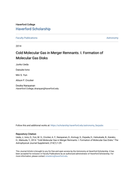 Cold Molecular Gas in Merger Remnants. I. Formation of Molecular Gas Disks