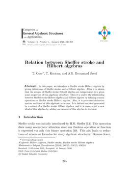 Relation Between Sheffer Stroke and Hilbert Algebras