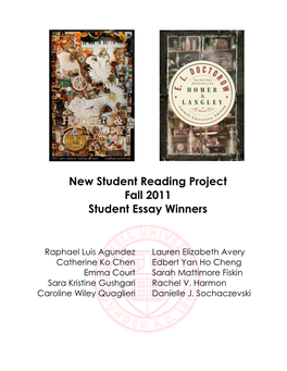 New Student Reading Project Fall 2011 Student Essay Winners