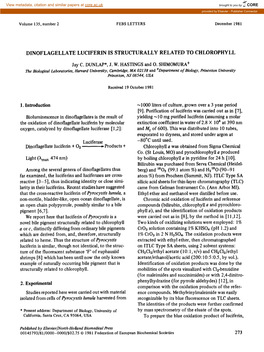 Dinoflagellate Luciferin Is Structurally Related to Chlorophyll