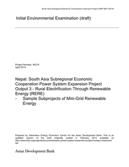 Sample Subprojects of Mini-Grid Renewable Energy