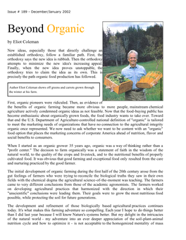 Beyond Organic by Eliot Coleman